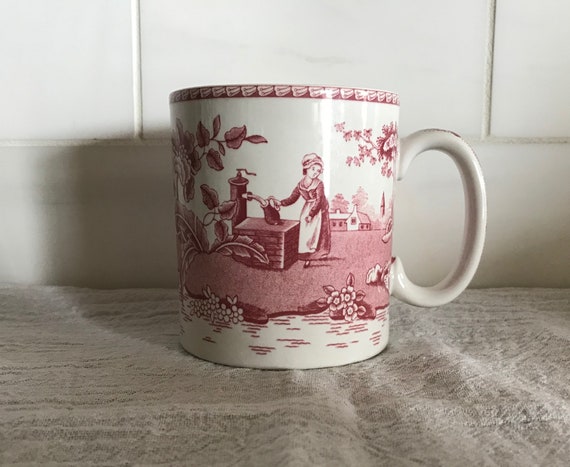 Vintage Spode Mug The Spode Blue Room Collection Georgian Series Girl St The Well Pink And White Cup Floral Coffee Mug