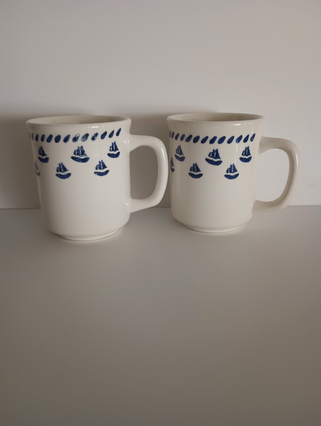 Italian Made Coffee Mug/furio Mug/sailboats/blue & White Mugs/made in