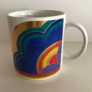 Laurel Burch mug/Laurel Burch Plum Blossom mug/abstract floral mug/coffee mug/colorful mug/