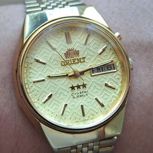Raro orologio Orient Crystal, orologio Orient vintage, orologio giapponese, orologio automatico, calendario con giorno e data,