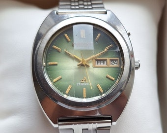 Sällsynt Orient Chrono Ace-klocka, mekaniskt automatiskt armbandsur, klassisk modell, japansk klocka, metallarmband, herrklocka, grön klocka