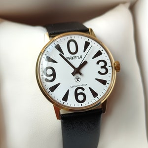 NOS NEW Raketa ZERO, Big zero, reloj soviético raketa, reloj de pulsera mecánico, reloj blanco
