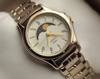 ALBA Seiko URBAN Vintage Moonphase Watch, Quartz Watch With Real