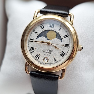 ALBA Seiko SUCCESS Vintage Moonphase watch, Quartz watch Real Moon Phases Calendar, Moon wristwatch,  womens watch, moon watch, Japan watch