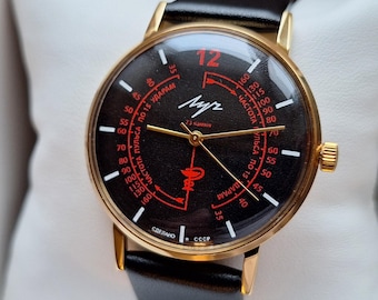 Vintage Medical Watch Luch, Pulsometer watch, Pulse Meter Scale, Gift for doctor, medical watch, doctors watch, black watch