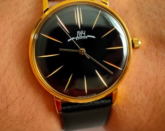 Reloj Luch soviético negro raro, reloj soviético, reloj para hombre, reloj vintage, regalo para hombre, relojes para hombre, reloj negro