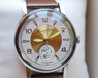Relógio soviético raro SPUTNIK Satellite, relógio mecânico, relógio satélite, relógio vintage da URSS, presente de Natal