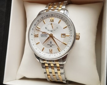 Orient GMT watch with power reserve, Rare Japan watch, Automatic mechanical watch, Large watch, classic watch