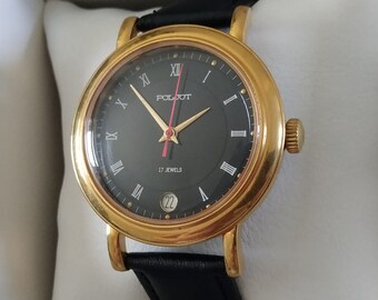 Montre soviétique Poljot, montre vintage, montre rétro, montre mécanique, montre noire