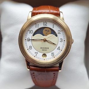 Seiko Avenue Vintage Moonphase Watch, Quartz Watch Real Moon