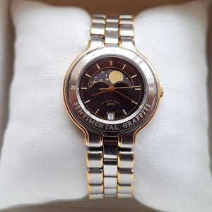 Orient Sentimental Graffiti You quartz watch wtih real Moon Phases Calendar, Japan watch, Moon wrist watch, small ladeis watch