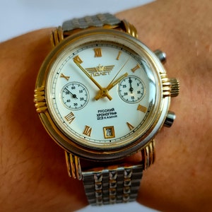 Orologio cronografo POLJOT SHTURMANSKIE, Cal.3133 URSS Meccanico Pilot Army, Orologio da polso da uomo, cronografo classico