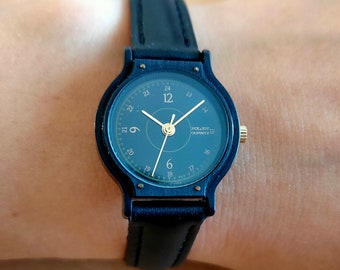 NEW womens watch Ppljot, Quartz watch, black watch, Vintage Ladies watch, made in USSR, NOS womens watch, with battery