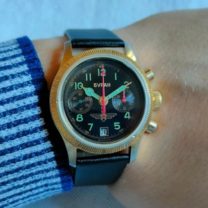 Orologio POLJOT Cronografo BURAN: Orologio da polso meccanico da pilota dell&#39;URSS