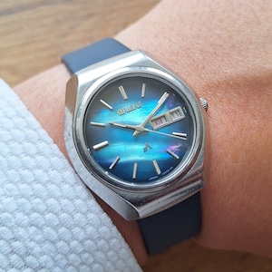 Ultra rare Orient Chrono Ace Mexican Blue watch, Mechanical Automatic Watch, rare blue dial, japan watch,