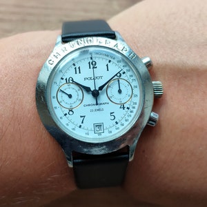 Orologio cronografo POLJOT SHTURMANSKIE Cal.3133 URSS meccanico da pilota dell&#39;esercito, orologio da polso da uomo, orologio bianco
