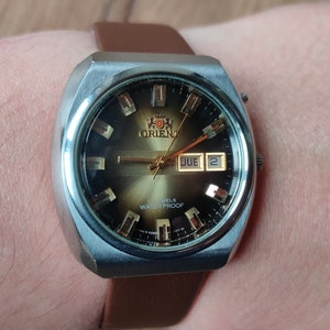 Classic rare Orient watch, Automatic watch, rare watch, brown watch, dress format, luxury dial,