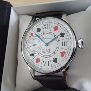 Reloj soviético Molnija, reloj para hombre, reloj grande, reloj soviético, naipes en el dial, reloj grande