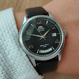 Vintage Orient PRESIDENT watch, orient day date watch, black watch, Automatic watch, Original Japan watch, Classic watch,