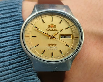 Vintage Orient Crystal watch, Rare model orient stadium, Automatic watch, Original Japan watch,