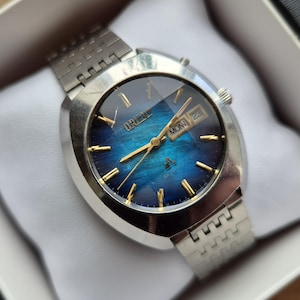 Raro orologio Orient con quadrante in madreperla messicana, orologio meccanico automatico, raro quadrante blu, orologio giapponese,