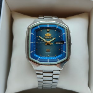 Rare Square orient watch, Blue watch, Vintage watch, Automatic watch, Japan watch, mechanical watch, classic mens watch