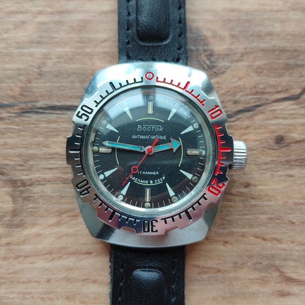 Vostok Amphibia, reloj de pulsera para buceadores, reloj anfibio Vostok, reloj soviético vintage, resistente al agua 200 m, caja de acero inoxidable, ¡reloj para buceadores!