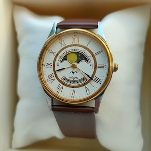 Quartz Watch Luch, Real Moon Phases Calendar, Moon Wrist Watch