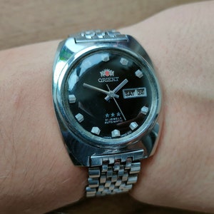 Rare Orient Vintage watch from 60s, Automatic Watch, Black watch, Day and Date calendar, Classic Watch, Japan watch, 60s
