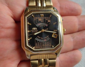 Vintage Orient College watch, Perpetual calendar Watch, Japan watch, Mens watch, Automatic watch, classic watch, square watch