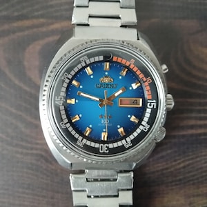 Ultra rare Vintage Orient King Diver, Orient KD, Rare model with blue dial, Automatic watch, Original Japan watch, blue watch