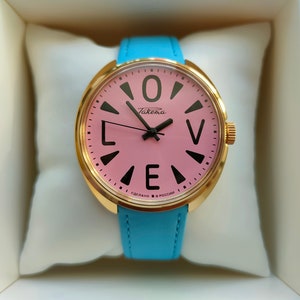 Raketa BIG ZERO LOVE watch, Raketa Love watch, Pink watch, watermelon watch, womens watch,