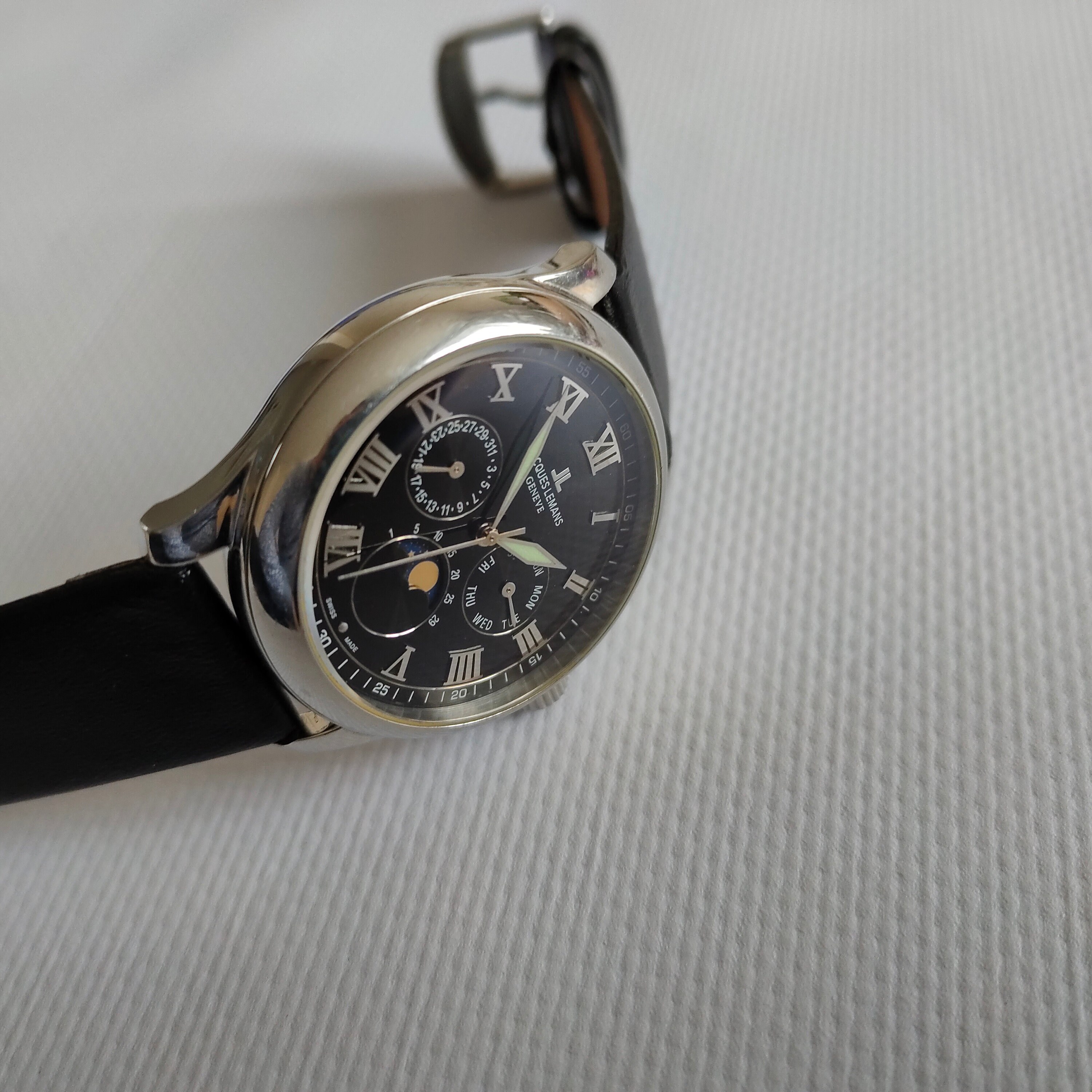 Jacques Lemans G131 Geneve Moon Phase Swiss Made Watch Etsy