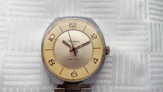 Raketa watch, soviet watch raketa, metal bracelet, ussr watch, mens watches