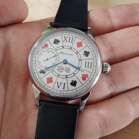 Molnija Playing Cards Soviet Watch Mens Watch Big Gem