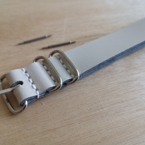 White Leather Military Strap Genuine Leather Band leather strap watches strap 16mm 18mm 19mm 20mm 22mm 24mm