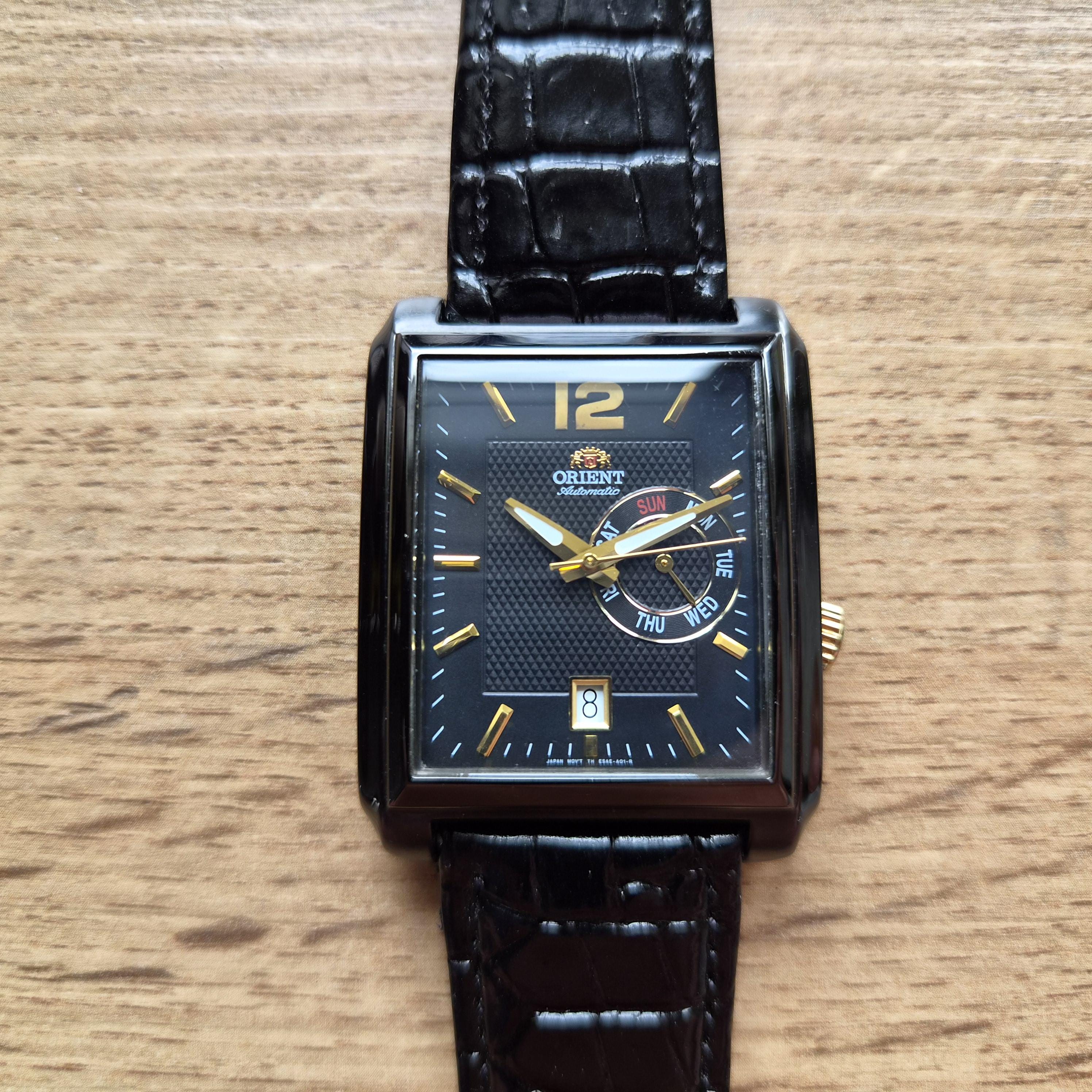Orient Square Watch, Black Watch, Vintage Watch, Automatic Watch