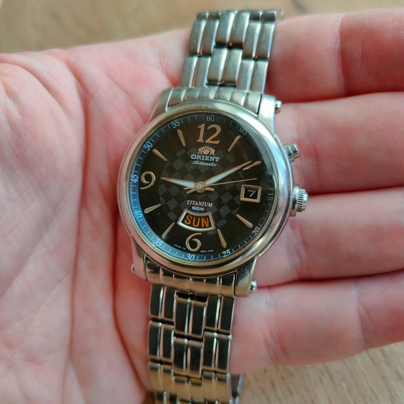 Vintage Orient TITANIUM watch, Black Orient watch… - image 9