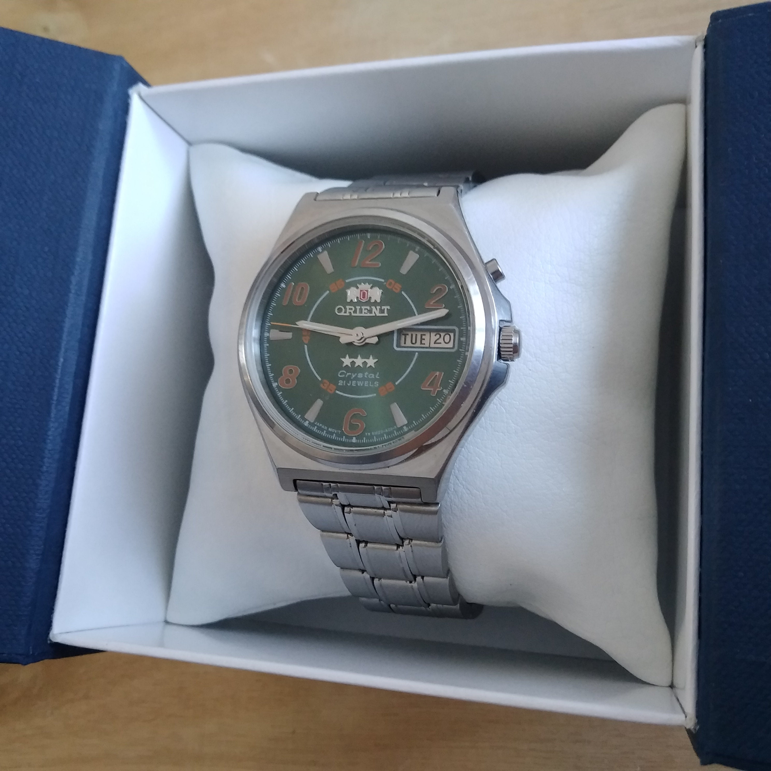 Vintage Orient Watch, Green Dial, Mechanical Automatic Watch