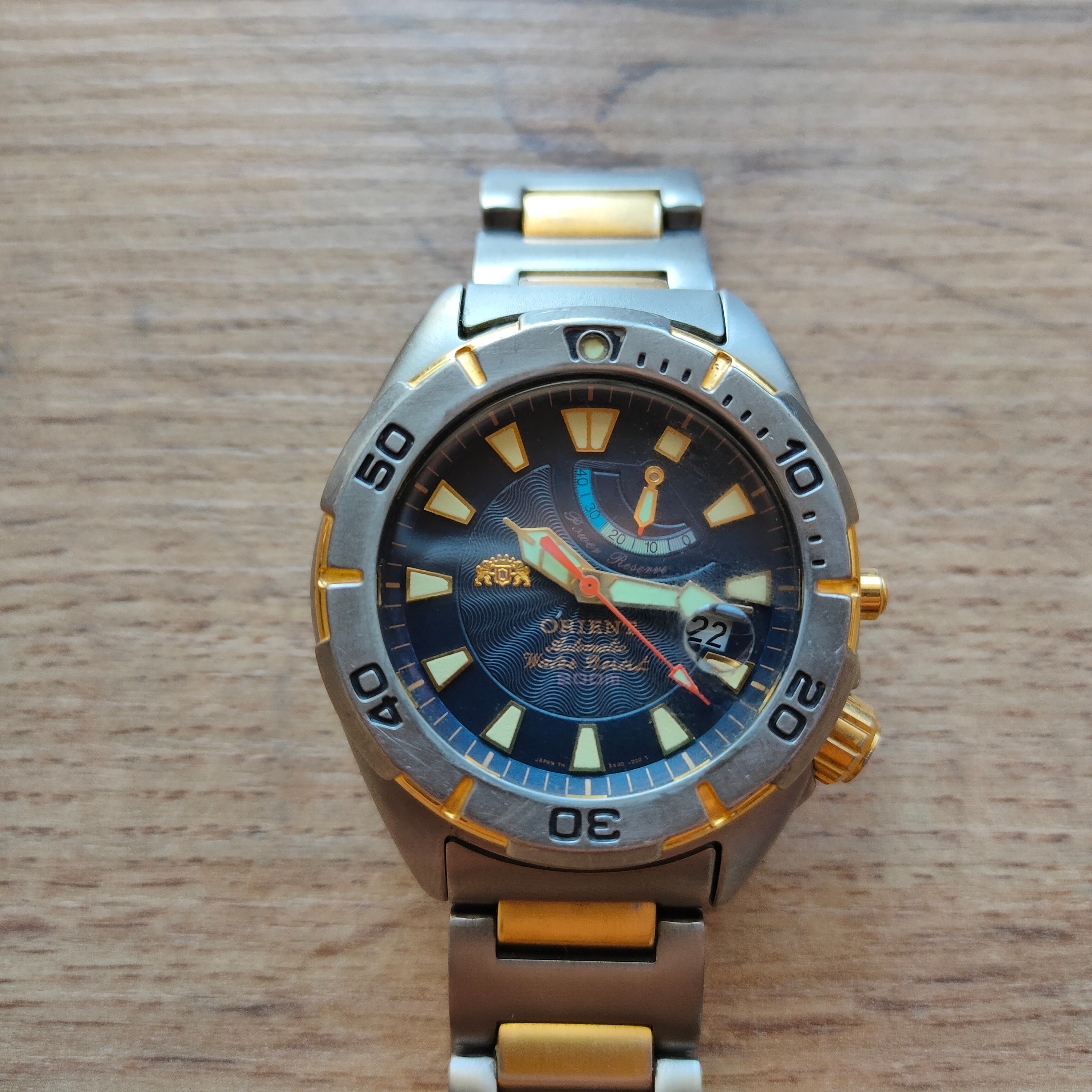 RARE Diver Orient 200m Titanium Power Reserve Watch Automatic