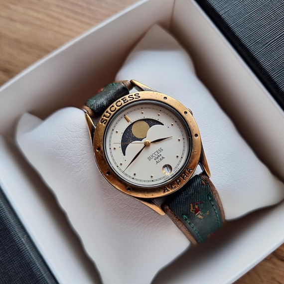 ALBA Seiko SUCCESS Alpha Vintage Moonphase Watch, Quartz Watch