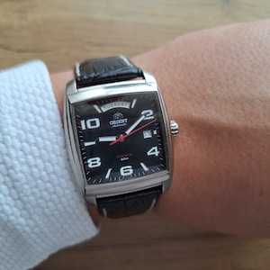 Rare Square orient President watch, black watch, Vintage watch, Automatic watch, Japan watch, mechanical watch, titanium watch