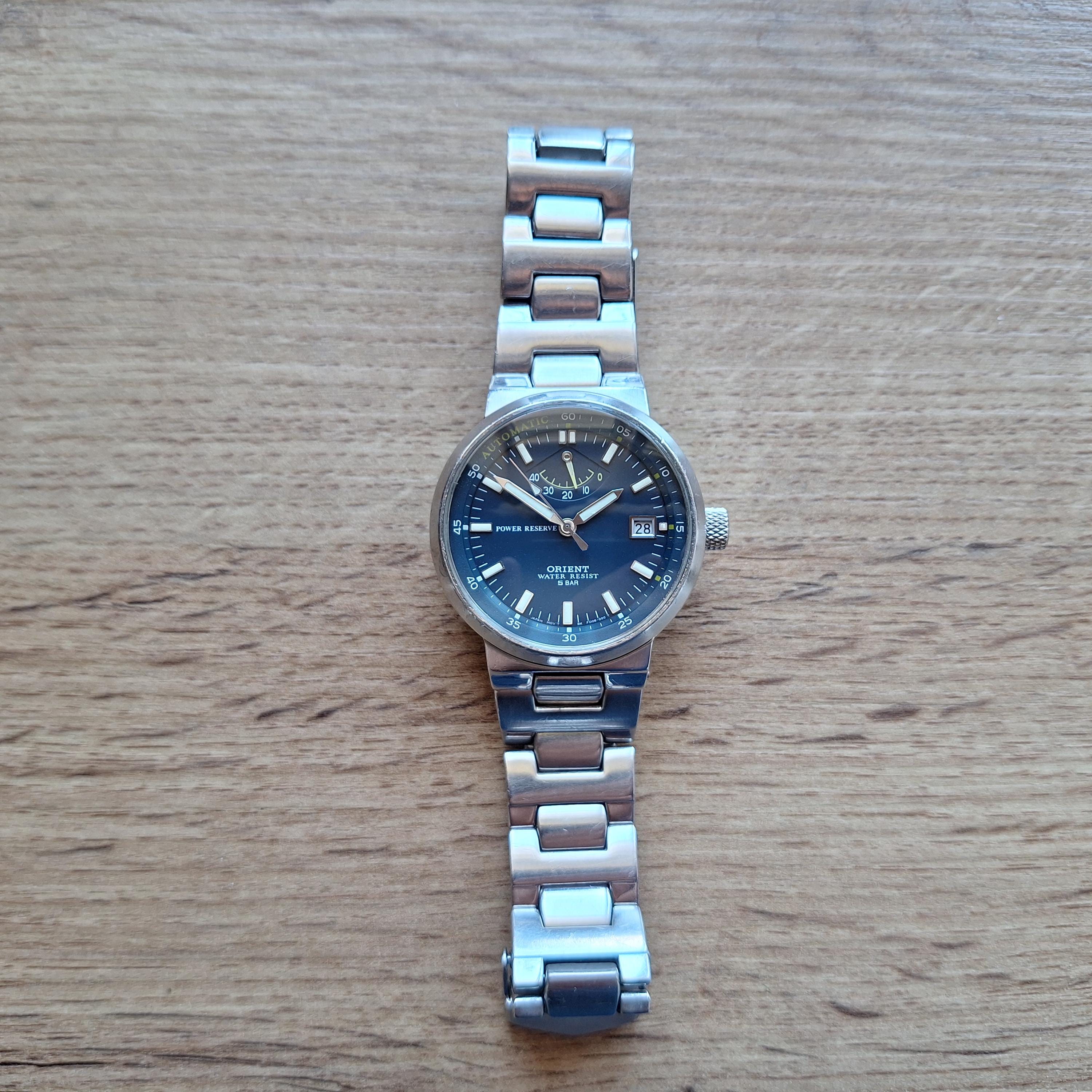 Vintage Orient Power Reserve Automatic Watch - Blue Dial, Japan