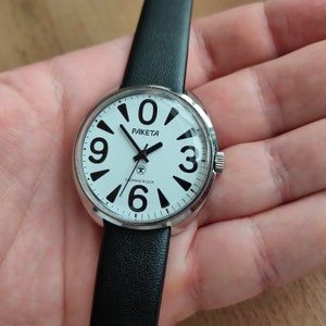 Raketa Big Zero, Soviet watch raketa, big watch, mechanical wrist watch, white watch, image 7