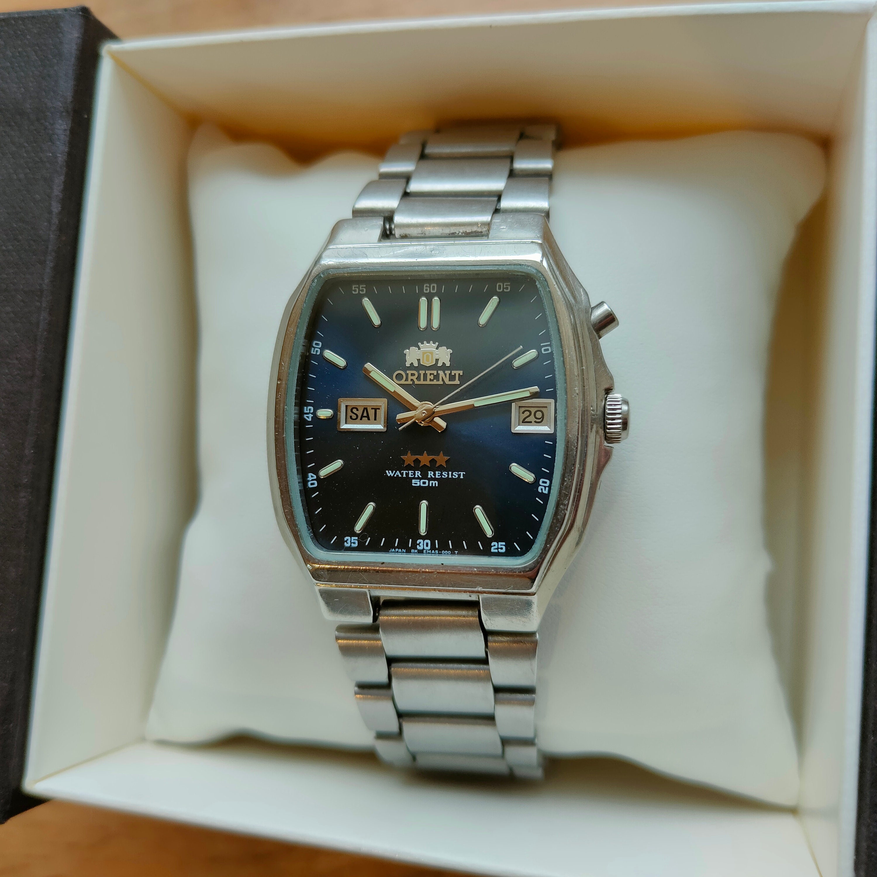 Buy Orient Blue Square Watch, Vintage Orient Watch, Automatic Watch, Day and Date Indicator, Mens Classic Watch Online in India - Etsy Buy Orient Blue Square Watch, Vintage Orient Watch, Automatic Watch, Day and Date Indicator, Mens Classic Watch Online in India - Etsy