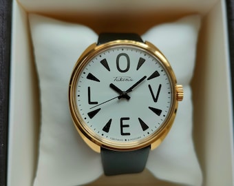 Raketa Big ZERO LOVE watch, Rekta Big LOVE, rare Big zero, mechanical wrist watch, white watch