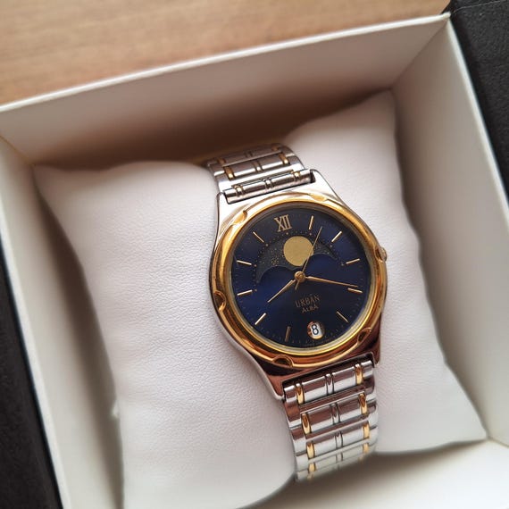URBAN ALBA Seiko Moonphase Watch, Quartz Watch Real Moon