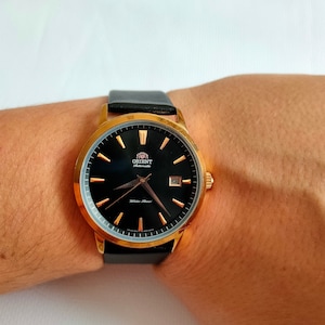 Classic Orient watch, Automatic watch, Black watch, mechanical watch, date calendar, black dial