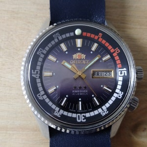Vintage Orient King Diver, mechanical automatic watch, Japan watch, gift for him, day and date indicator