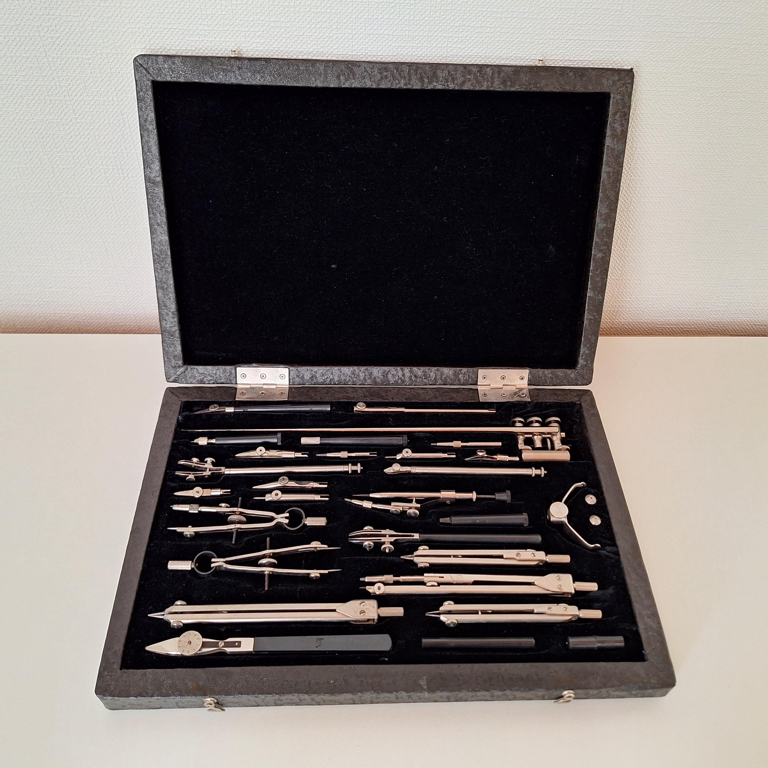 Professional Drawing Set, Drafting tools, Drafting Set, Drawing Instruments, big Case Instruments, Soviet case of drawing instruments